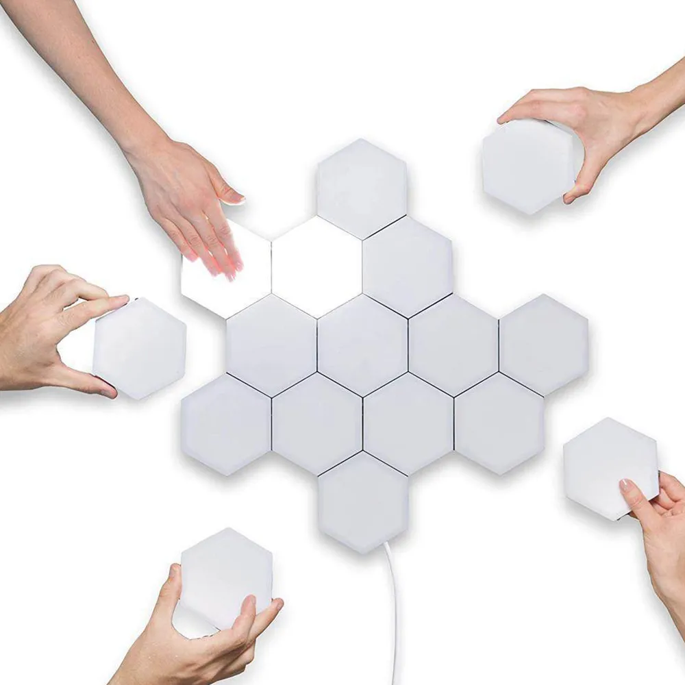 touch tactile lampe murale sensible hexagonal quantique modulaire LED de nuit hexagons décoration créative pour home267e