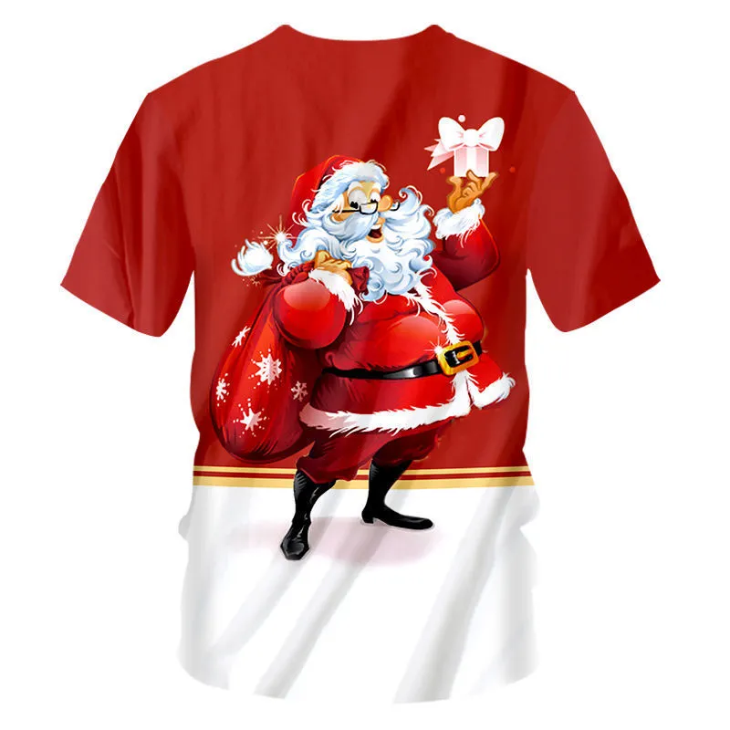 Niestandardowe s-7xl nowości świąteczne T-shirty mężczyźni kobiety 3D Święty Mikołaj Zabawny druk T-shirt unisex Summer Casual Tops Xmas Dad Mum Prezent 2206619