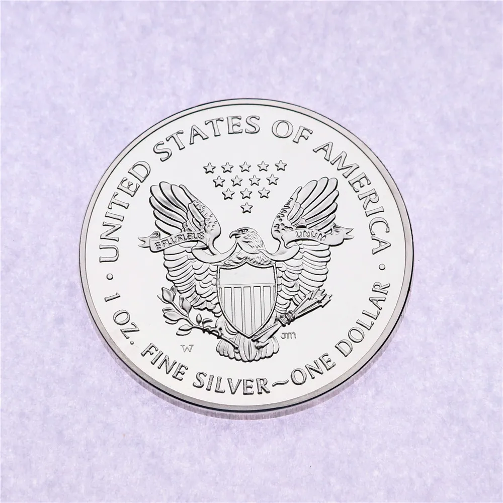 Annan heminredning American Eagle Silver Coin Non Magnetic Statue 1oz Silver Plated 40 MM Commemorative Decoration Non Currency Coll1680