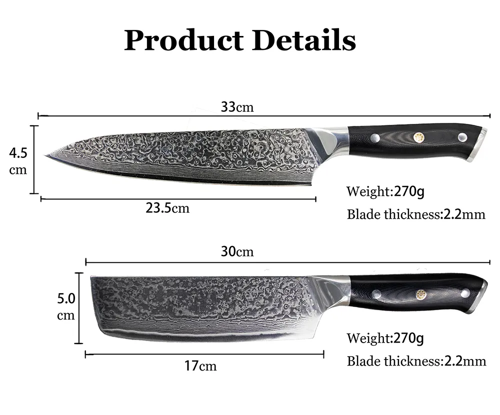 Yuzi Eamascus Kitchen Knives Set Chef lnife Professional Japon Sankotu Cleaver Tool Bone Utility Pariing Tools205c