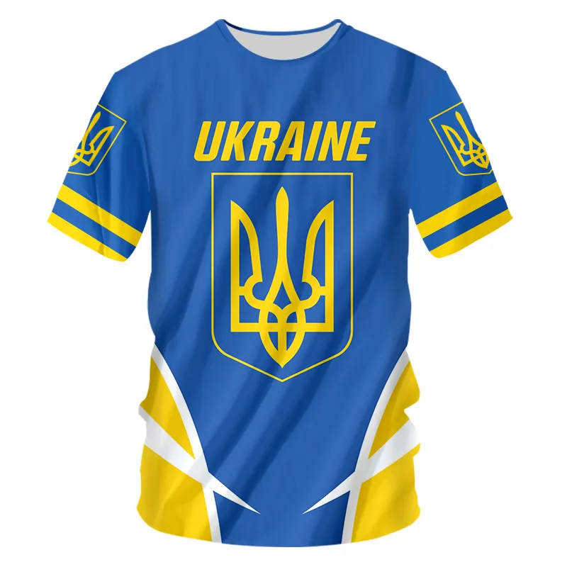 3D Ukraine T Shirt Design Flagge Druck Männer Ukraine Jersey Kurzarm Plus Größe Sommer Individuelles T-shirt Drop Großhandel 220607