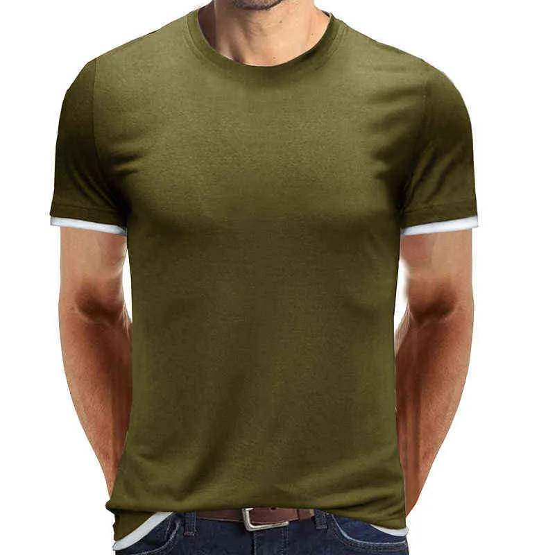 2022 Summer Men T-Shirt Round Neck Design Slim Fit Thirts Solid Tops Tops Tees Shirt Sleeve T Shirt للرجال L220629