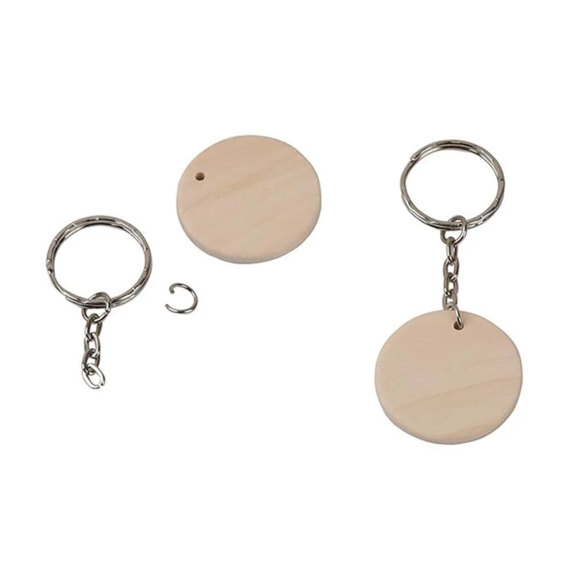 Keychains Natural Wood Slices Keychain Unfinished Predrilled Log Discs Round Blank Wooden Circles With Key RingsKeychains228l