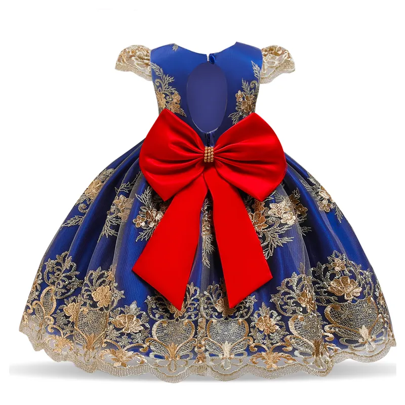 Kids Dress For Girls Lace Embroidery Party Prom Gown Children Wedding and Birthday Pageant Formal 4-10 Years 220422