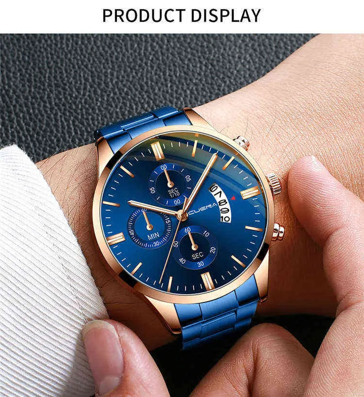 NXY Watches Watches Pasps for Mens Gold Cuena 845 Men039s Kalendarz paska Sports Steel RELOJ Dial zegarek 2203166775330