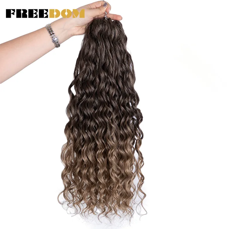 Freedom Synthetic Hair Water Wave Braid Twid virkning hår ombre rosa ingefära Curly Wave -flätningsförlängning cosplay 0618