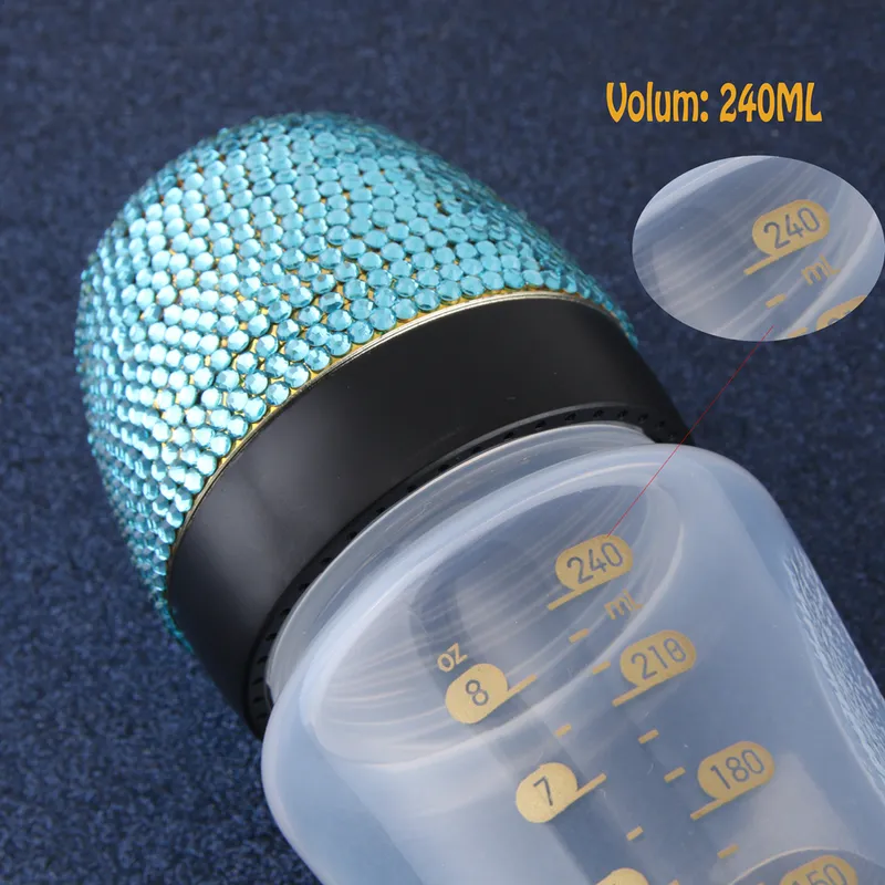 240ml Bling Baby Feeding Bottle With Luxury Pacifier 8oz Wide Caliber born Nursing A 2204144937688