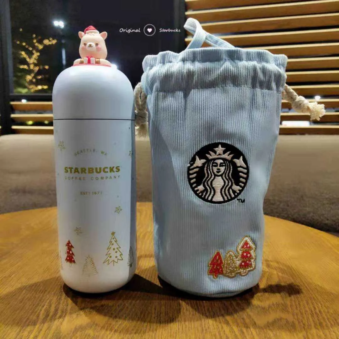 Starbucks 2020 Julklapp Little Hedgehog Julgran Alpaca Snöhus Kangdick Halmisolering rånar