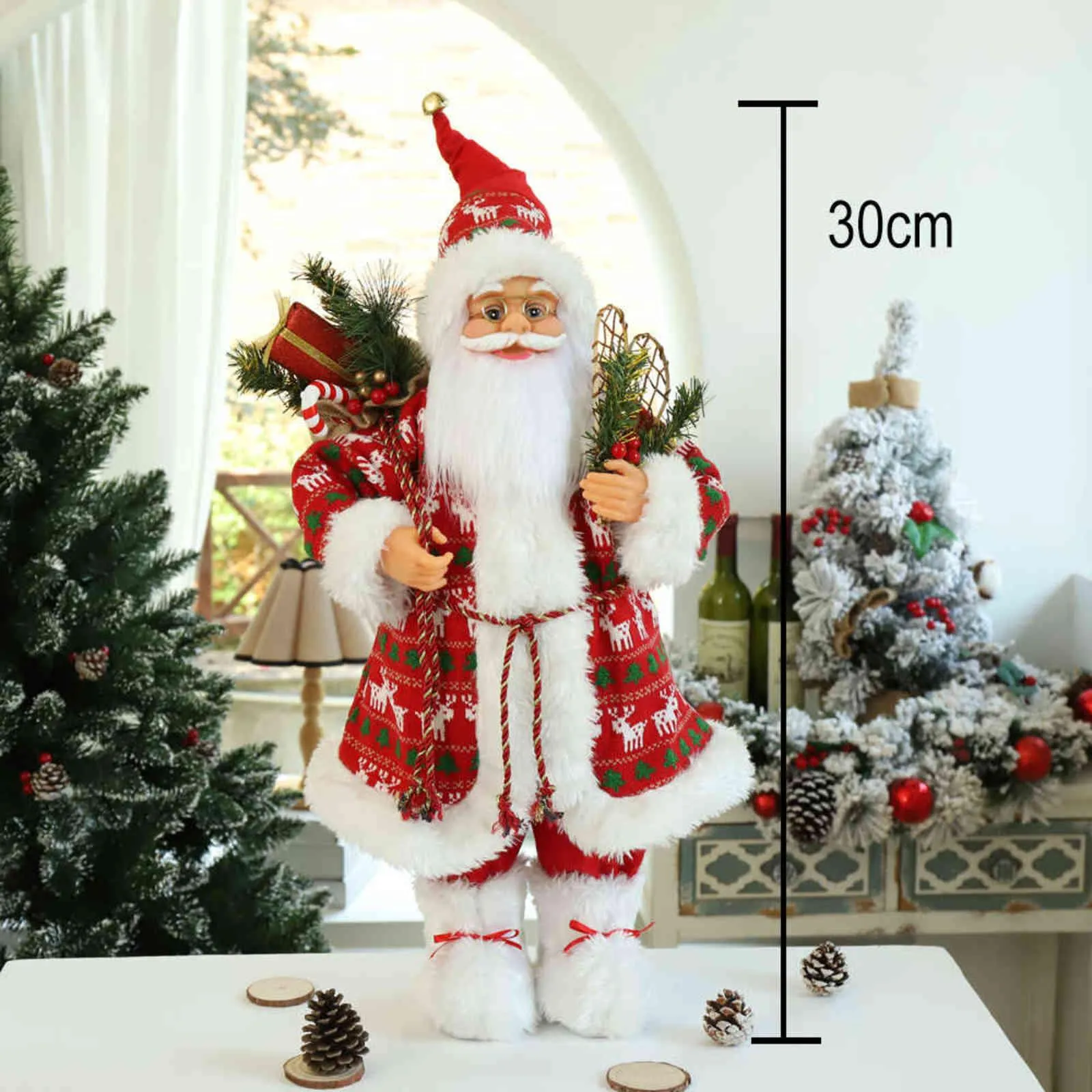 New Year 2022 Christmas Decorations for Home 25 Style Height 30cm Santa Claus doll Children`s gifts Window Ornaments Navidad H1112