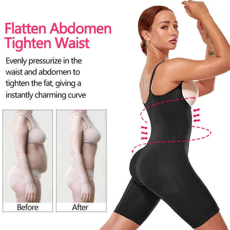 Slim Body Shaper Seamless Women Bodysuit Slimming Waist Trainer Shapewear Butt Lifter Chest Enhancing Full Slip Gladiator Shoe Backed L220802