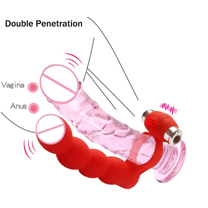 Erkek penis titreşimli yüzük çift penetrasyon strapon yapay penis anal boncuk popo fiş 7 hız klitoral vibratör erotik çift seksi oyuncaklar