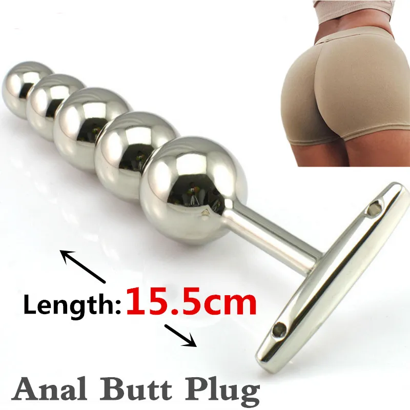 Big Metal Anal Plug Butt Contas Hook Five Balls SM Toys Sexy para Mulheres/Homens Massagem Próstata Gay Dildo Anus Dilator Slave BDSM