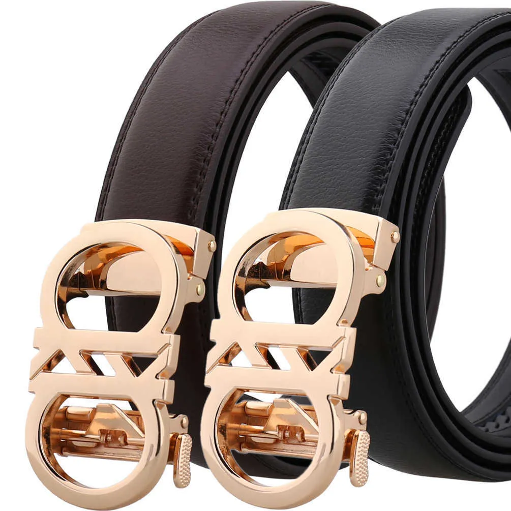 TopSelling Designer High Quality Genuine for Automatic Male Cummerbunds Leather Belt Men Black Belts 130cm Classic luxury