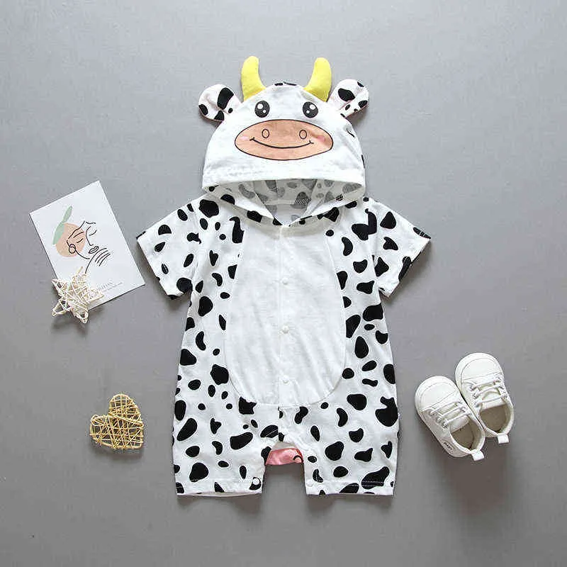 2021 Baby Infant Jumpsuit Summer Romper Animal Print Girl Boy Cotton Suit Newborn Climbing Cartoon Rompers Cheap Stuff G220510