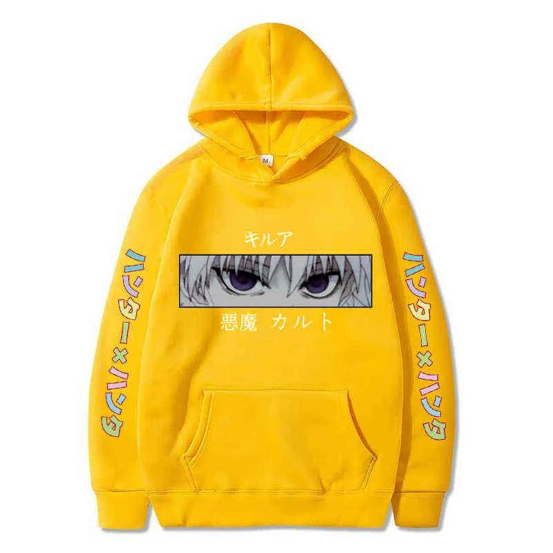 Bonitos sudaderas con capucha para hombre Hunter x Hunter Hombres Mjerires Sudaderas Killua Zoldyck Hisoka 90s Anime Hood Street G220429