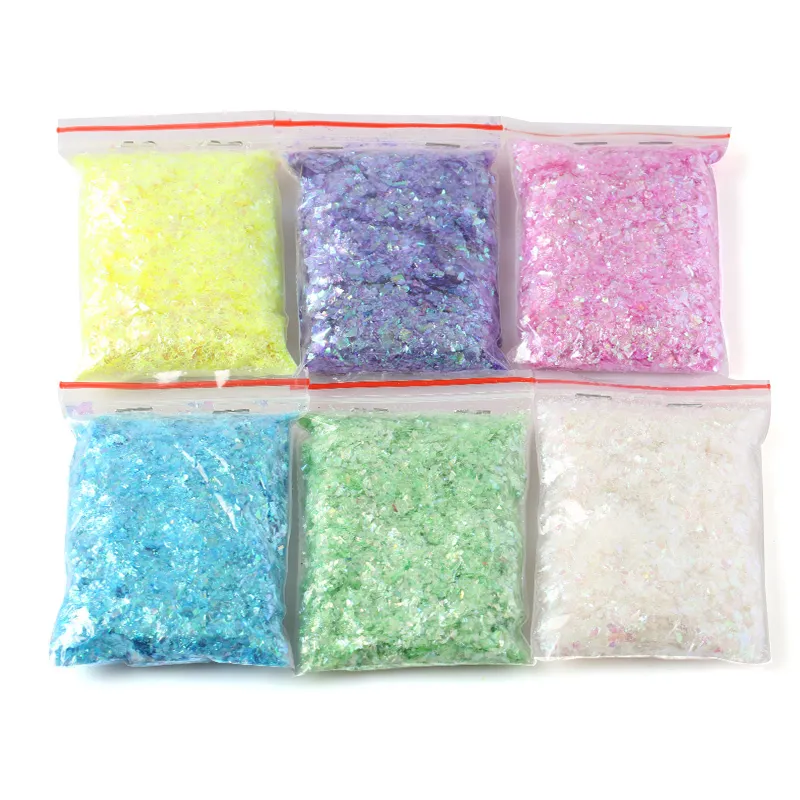 Papier de coquille irrégulier paillettes bricolage ongles flocons Paillettes colorées paillettes Nail Art paillettes pour 3D Nail Art décoration 500gPack 220525