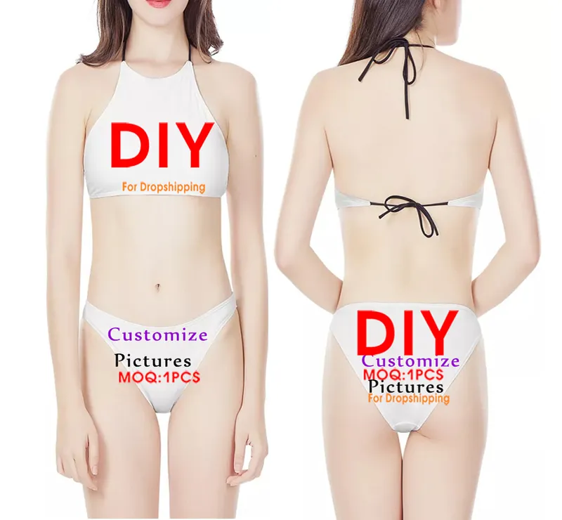 Noisydesigns Bikini da donna Set personalizzato Your P o Image Stampa 3D Costumi da bagno sexy in due pezzi Costume da bagno estivo da spiaggia Drop 220616