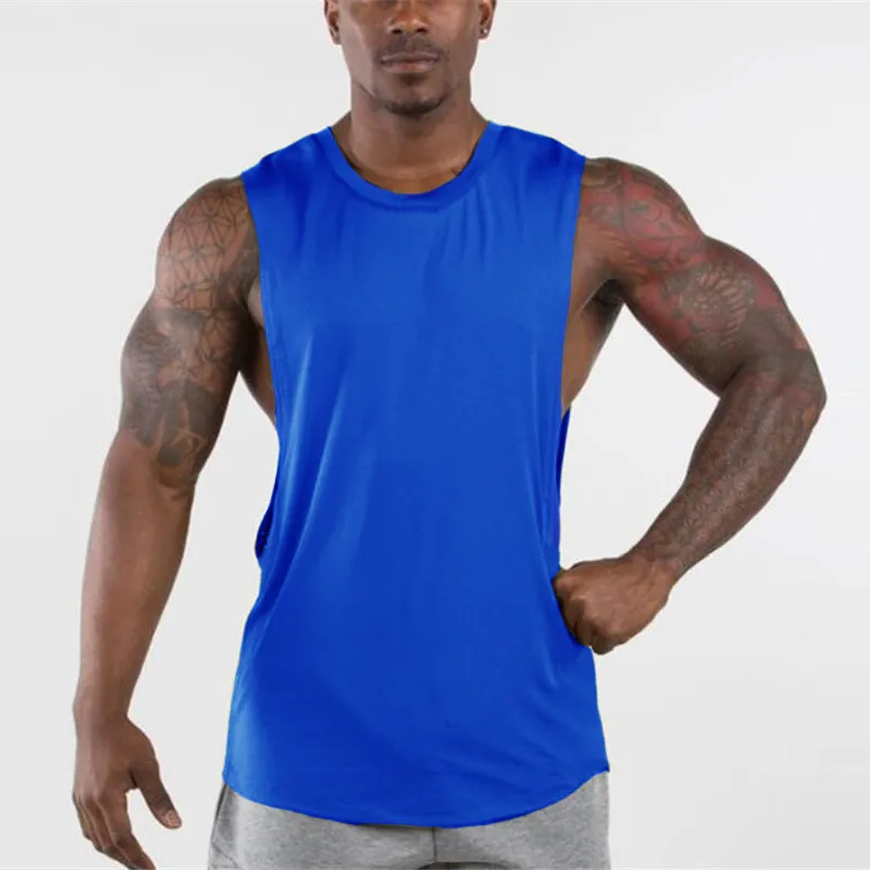 Marca de verão masculino casual tampas soltas Tamas sem mangas camisetas cair na luta de gata Músculos Joggers Vest Gym Clothing Workout Plus Size 220621