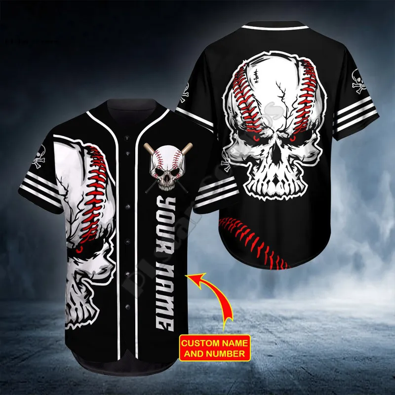 Vacker sockerskalle Personligt namn Baseball Jersey Shirt 3D Printed S Hip Hop Tops Love Gift 220706