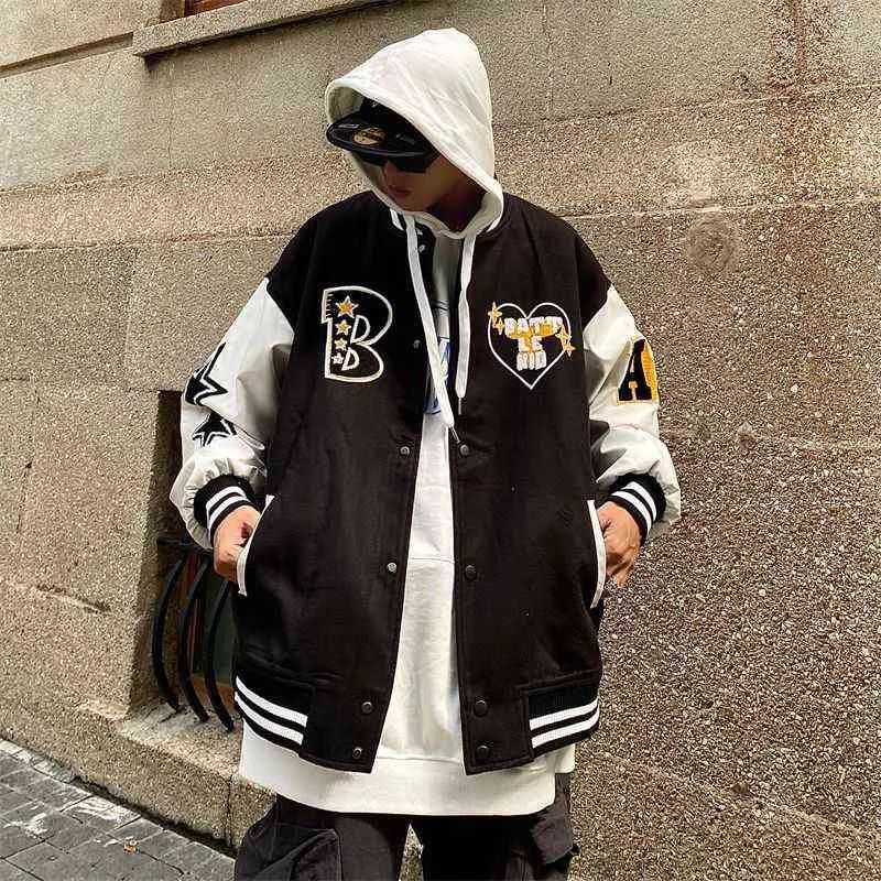 Neue Streetwear Vintage Baseball Jacke Männer hip-hop Hohe Qualität Handtuch Stickerei Varsity Jacke frauen frühling Fleece Bomber Mantel Y220803