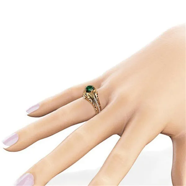 Emerald Color 14K Gold Ploated Ring for Woman Men Betrokkenheid Wedding Ring256H