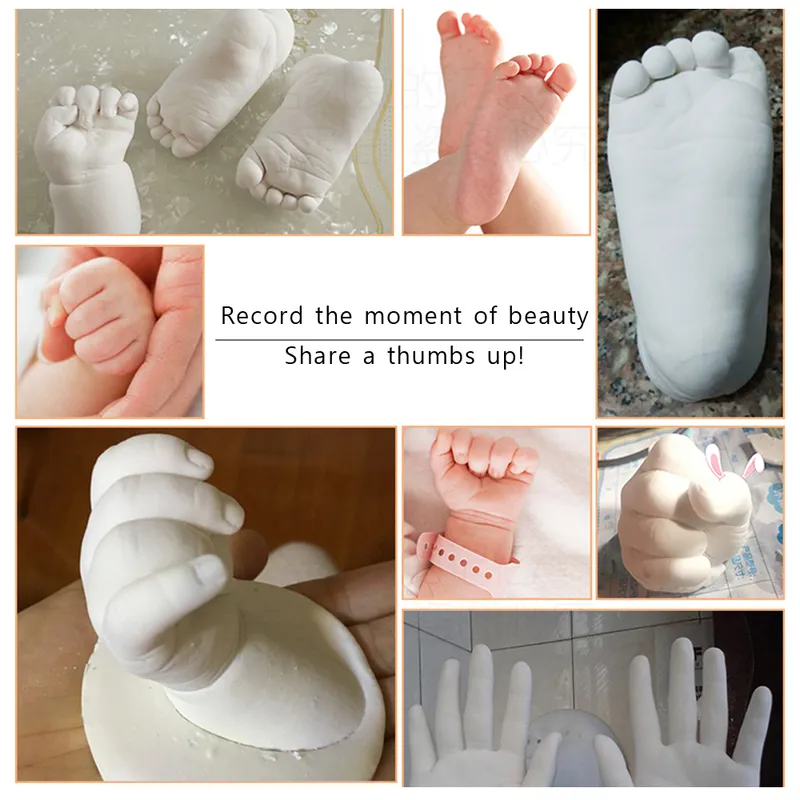 DIY çoğaltma 3d el ayak baskı kalıp tozu alçı tozu bebek doğum günü hediyesi handprint ayak izi hediye sıva döküm kiti 220406