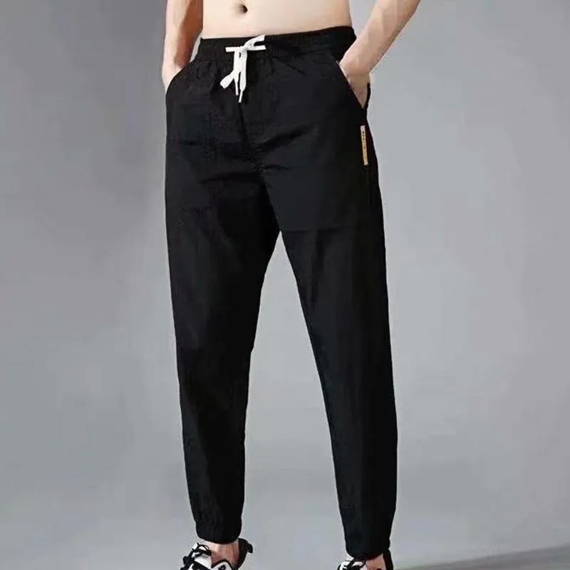 Męskie joggery swobodne spodnie męskie spodnie solidny kolor sznurka letnia kostka związana kieszenie spustki mężczyźni