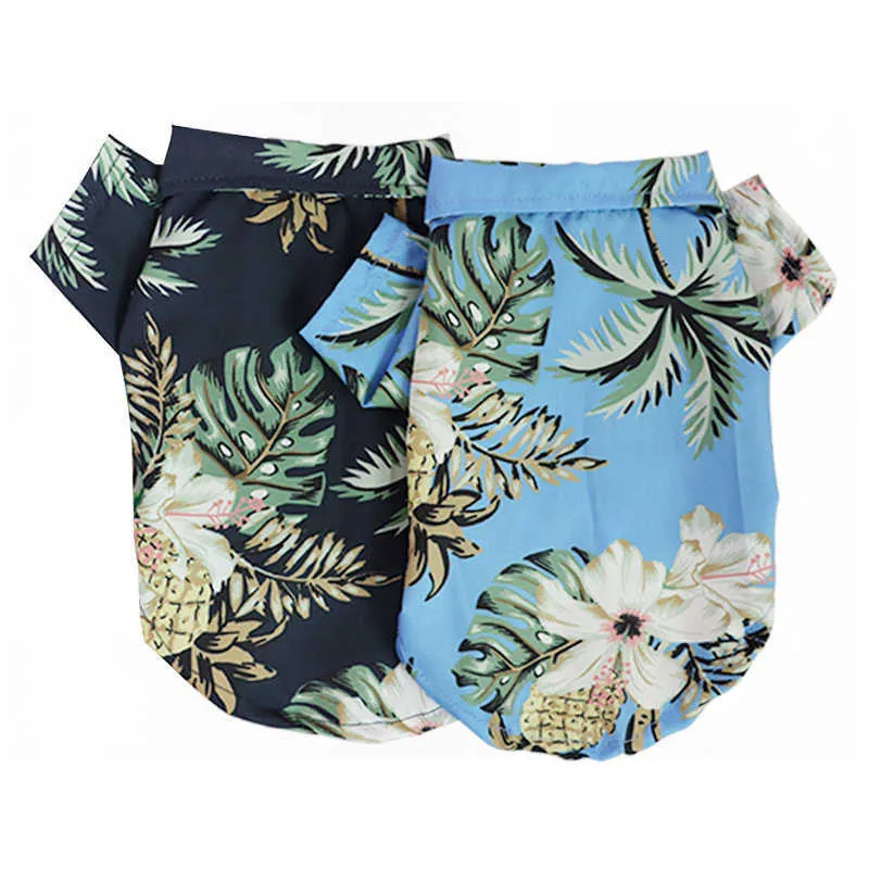 Hawaiiaanse kleding hond zomer huisdier stijl blad bedrukt strand shirts voor puppy kleine grote kat hond chihuahua kostuum huisdier kleding