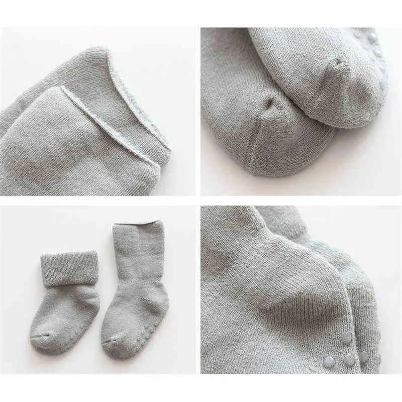 Autumn Winter Baby Girls Socks Newborn Solid Thick Baby Socks Baby Boy Socks Anti Slip Soft Cotton Floor Sock Shoes J220621
