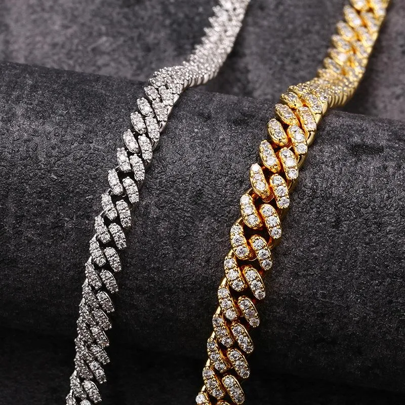 Kedjor Small 6mm Iced Out Cuban Chain Bling Halsband Rhinestone Golden Miami Link for Women's Hip Hop Jewelry Gifts ELLE2205S