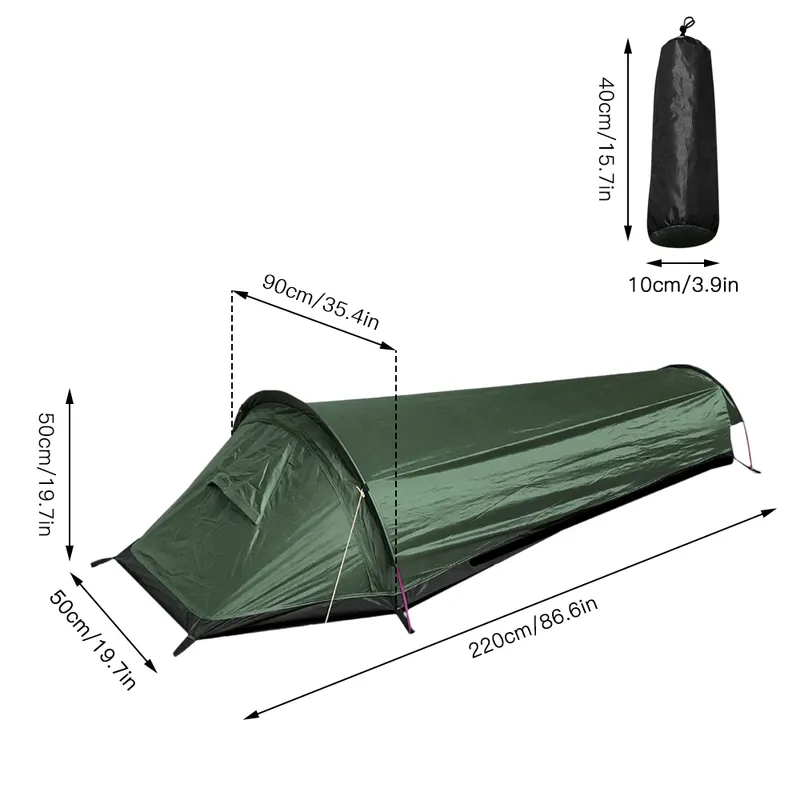 Tente ultra-légère sac à dos tente Camping en plein air sac de couchage tente légère personne seule Bivouac BagTent 220530