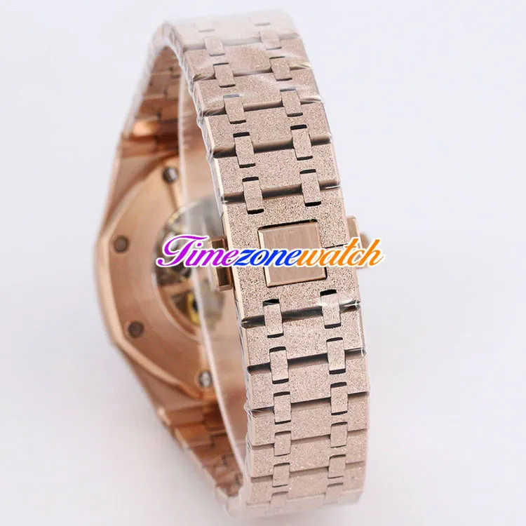 K8F 41 mm zwarte skelet tourbillon wijzerplaat automatisch herenhorloge roségoud vorst gouden kast mat stalen armband regenboog diamant horlogec237G