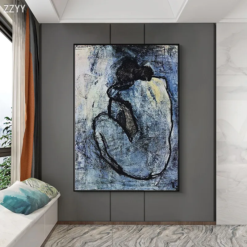 パブロピカソの青いヌード有名なアートワークキャンバス絵画プリントポスターウォールアート写真リビングルームの家の装飾