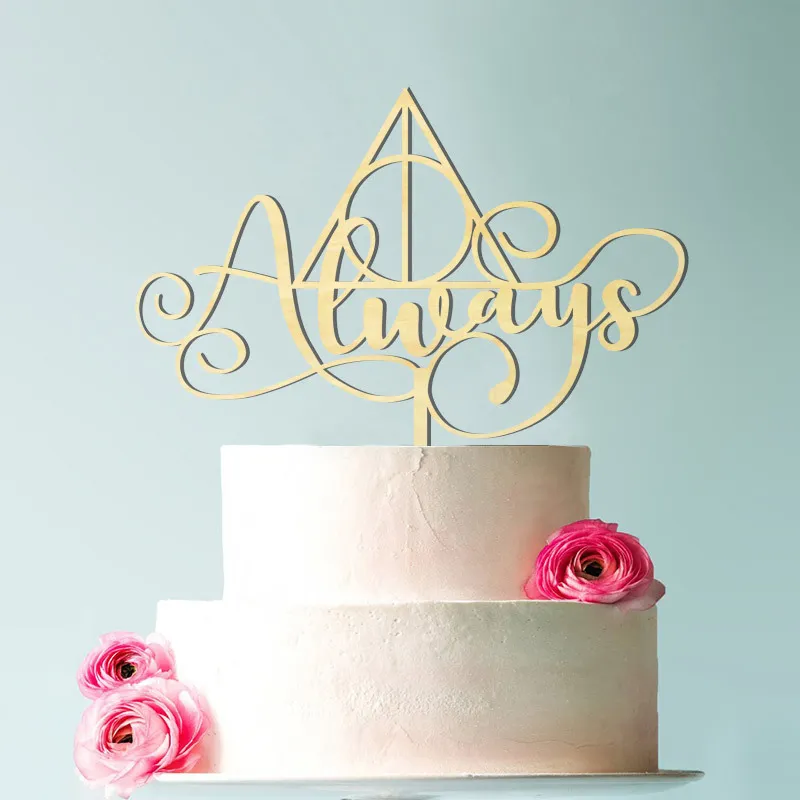 Cake Topper Inspi Sign Hallows Wedding bois Acrylique Miroir Or 220608