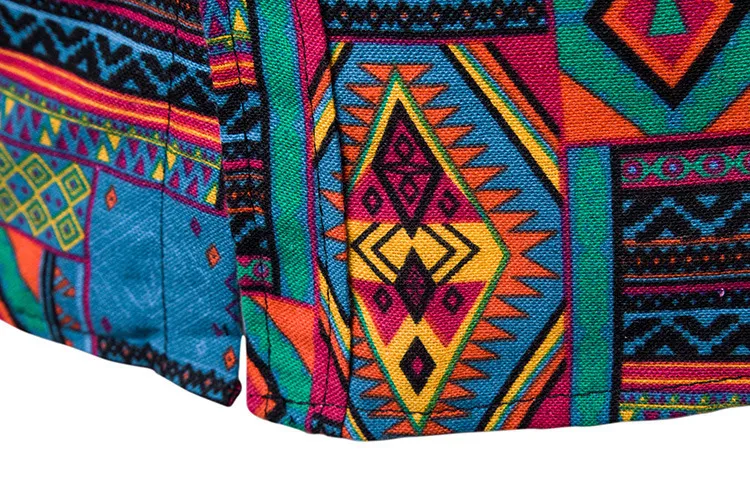 メンズコットンリネンドレスシャツファッションヴィンテージアフリカ民族プリント男性スリムフィット半袖ハワイアンS Camisas 220323