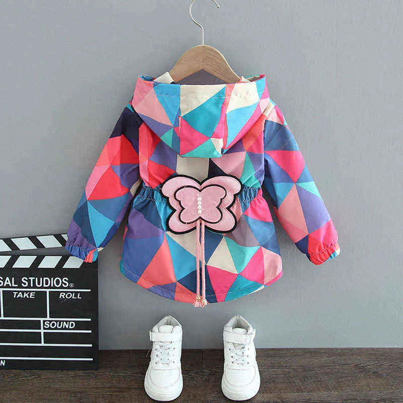 2021 New Kids Jackets Spring Autumn Butterfly And Splicing Pattern Hoodies Jacket For Girls Toddler Children Windbreaker Outerwear J220718
