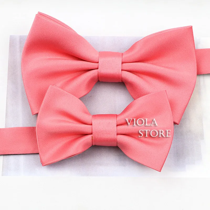 Top Colors Pink Green Blue Solid Satin Parent-Child Bowtie Set Men Women Kids Butterfly Party Wedding Bow Tie Accessory Gift 220509