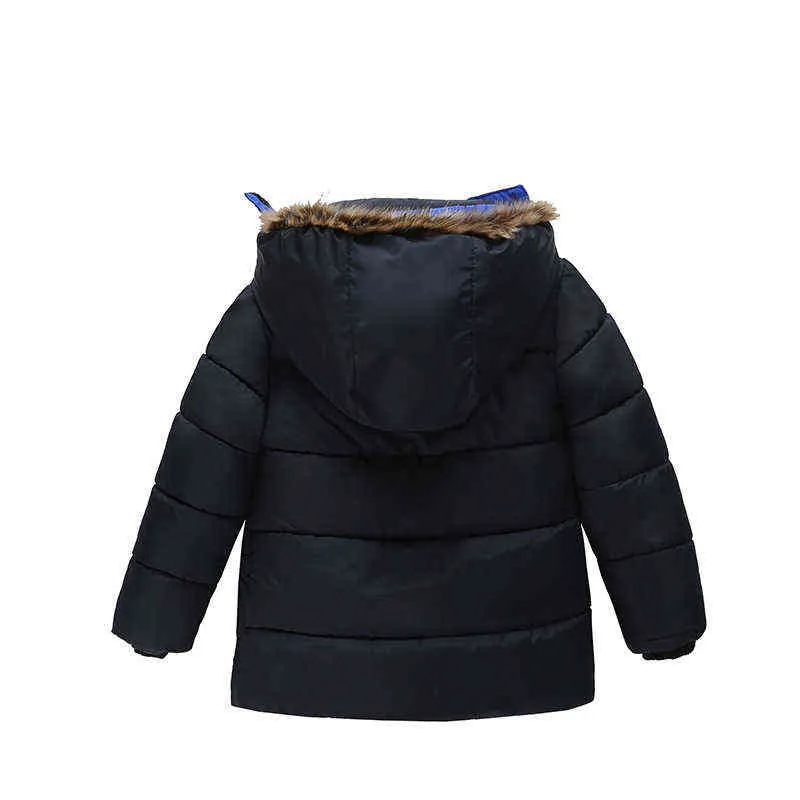 2022 Autumn Winter Boys Jacket Thicker Warm Keep Splicing Hooded Down Outerwear For 2-6 Year Old Children Cold Protection Clothes J220718