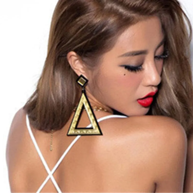 Orecchini pendenti a triangolo super grandi in acrilico oro argento gioielli alla moda da donna212I