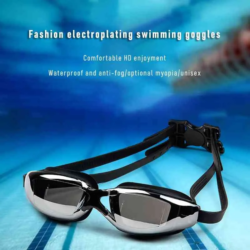 قصر النظر نظارات السباحة مكافحة الضباب uv سيليكون الغوص نظارات الرجال الاطفال حمام سباحة نظارات نظارات ملابس السباحة G220422
