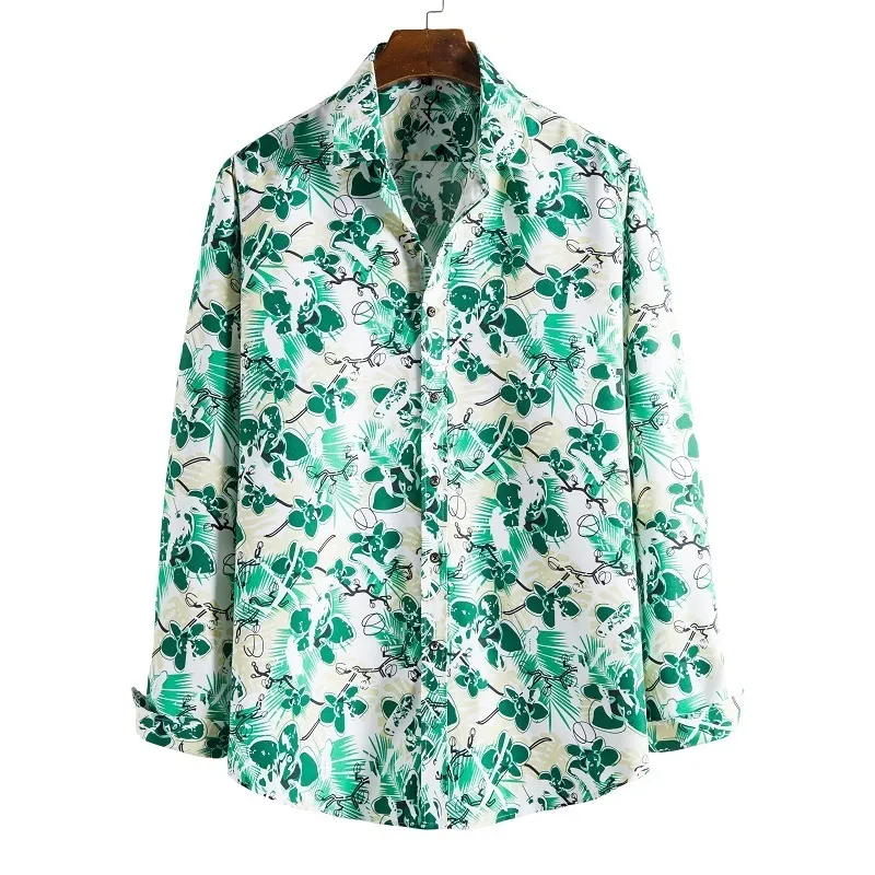 Camisas Florales de Manga Larga Otoño Para Hombres Camisas Estampadas Con Flores Corte LGADO CAM 220322