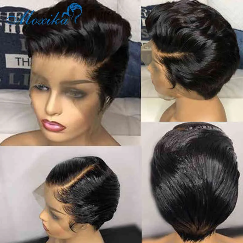 Pixie Cut Wig Human Hair Short Bob Humain Glueless S Side Side Part Part Pront Prontprent S 220608