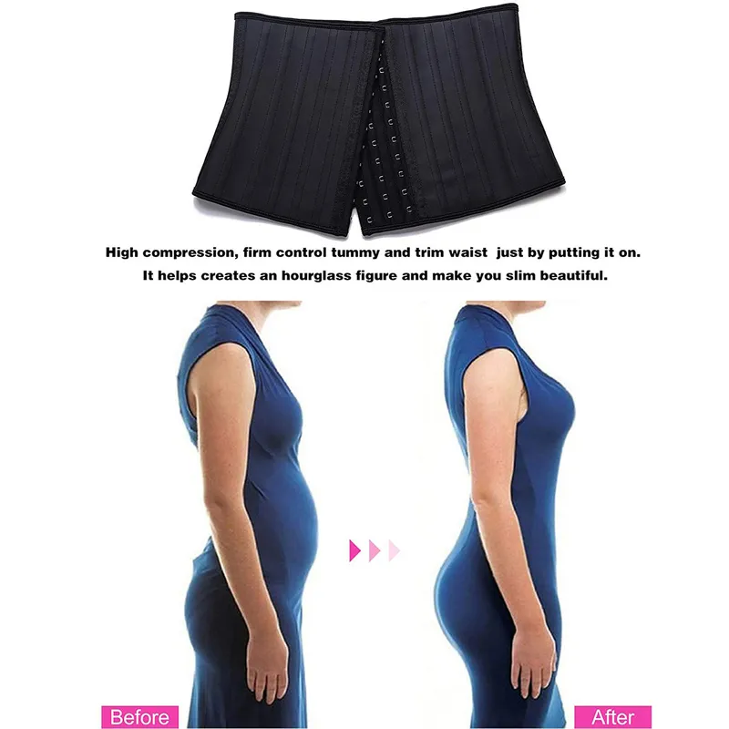 Short Torso Corset Waist Trainer Latex Body Shapewear Women Tummy Shaper Belly Sheath Sllimming Belt Modeling Strap Weight Loss 220506