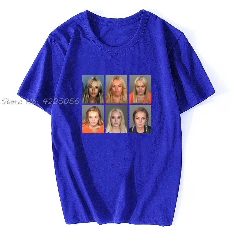 Lindsay Lohan Mashup Celebrity Mugs Vintage Grunge Look Fan Camiseta Estampado Moda Hombres Camiseta de algodón Camisetas Streetwear 220725