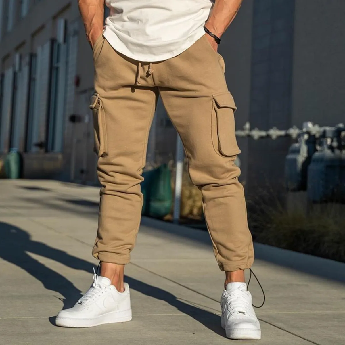 Jogger Jogginghose Männer Herbst Casual Hosen Gym Fitness Baumwolle Sportswear Hosen Männlichen Multi-tasche Fracht Ausbildung Trackpants