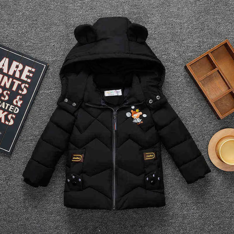 1 2 3 4 5 Year Winter Boys Coat Cartoon Bear Cute Warm Keep Thick Coat For kids Children Heavy Outerwear J220718