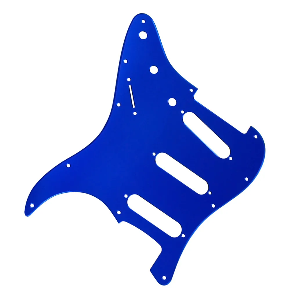 11 buracos pickguard sss scratch placa azul espelho 1ply acrílico com parafusos para peças de guitarra elétrica