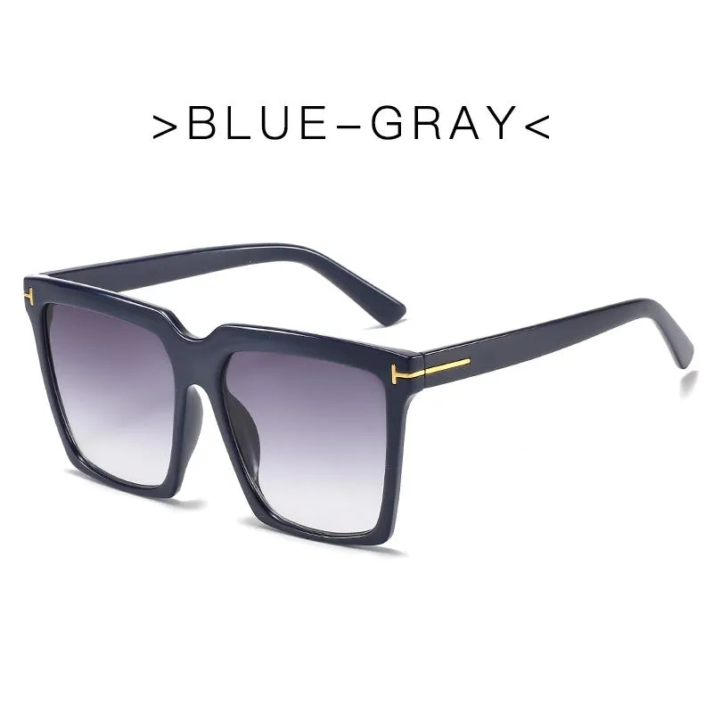 Gafas de sol en forma de T Marco grande Cuadrado Mujeres Mujeres Gafas de sol Hombre Personalidad de moda Gafas negras brillantes Sunglasses241M