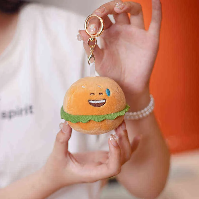 Cartoon Funny Hamburger Plush Dolls Food Soft Stuffed Ceychains for Children