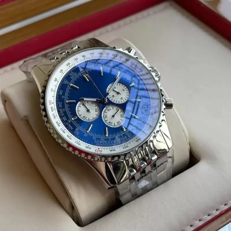 Montre de luxe 48MM Orologio di nuova qualità B06 B01 Navitimer Cronografo Movimento a batteria Quarzo Quadrante argento Orologio da uomo Acciaio inossidabile248I